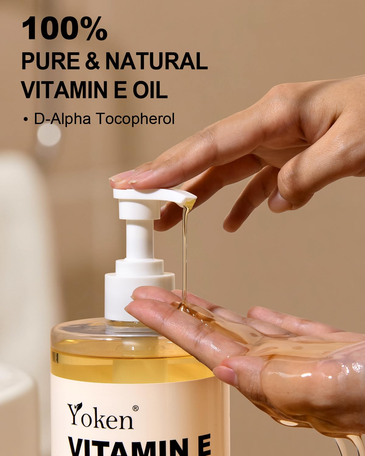 Yoken Vitamin E Oil 32 Fl Oz Organic Vitamin E oil for Skin 95,000 IU Vitamine oils for Scars Hair,Face,Nail,Scalp Perfect DIY Bath and Body Oil Cold Pressed Hexane Free Non-GMO Gluten Free Formula