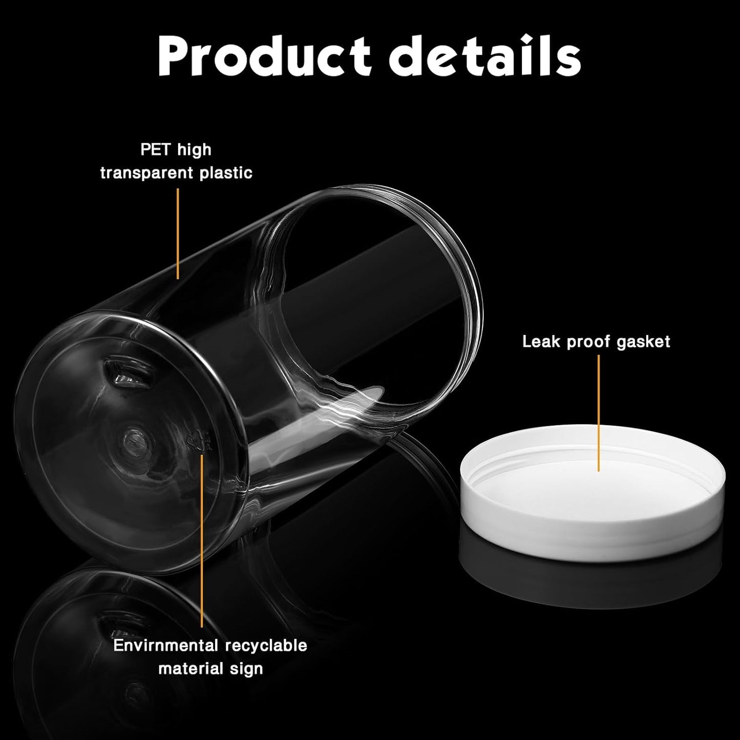 SATINIOR 24 Pieces Empty Clear Plastic Jars with Lids Round Storage Containers Wide Mouth for Beauty Product Cosmetic Cream Lotion Liquid Butter Craft and Food(White Lid,32 oz)