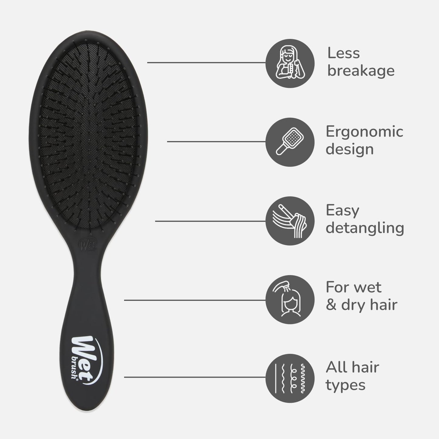 Wet Brush Original Detangler Hair Brush, Black Frost, For All Hair Textures