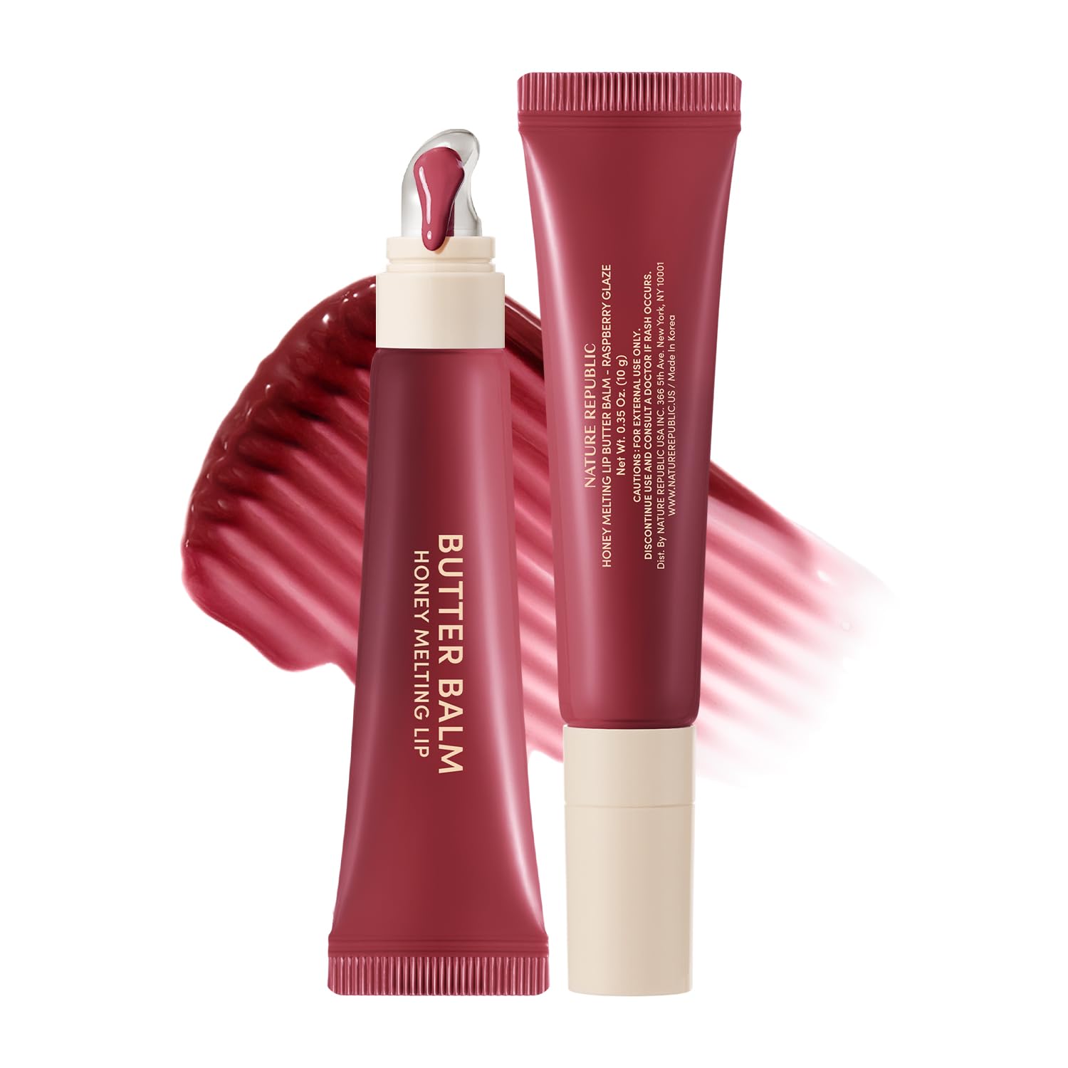 Nature Republic Honey Melting Lip Butter Balm | Hydrating Tinted Plumping Lip Balm with Peptides