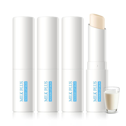 KYDA 3 Pcs Milk Moisturizing Lip Balm, Nourishes, Hydrates and Softens Dry Cracked Lips, Reduce Fine Lines, Deep Hydrating Lip Care Balm, Colorless Finish