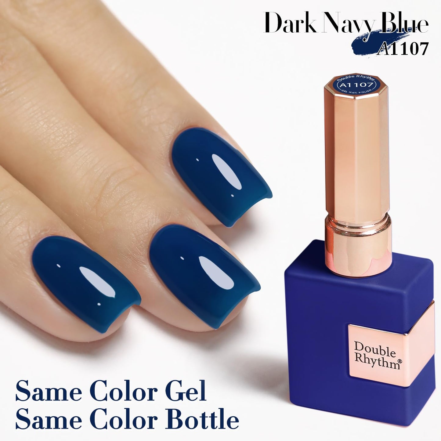 Double Rhythm 0.5Oz Navy Blue Gel Polish Sheer Neutral Natural Light Milky Same Color Same Bottle 15ML Jelly UV Nail Art DIY at Home (Navy Blue-A1107)