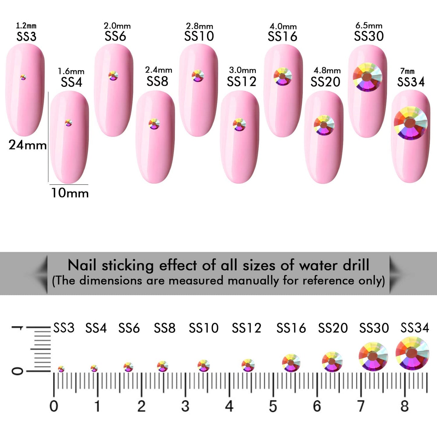 1440Pcs Crystal Ab Crystal Rhinestones,Glass Flatback Rhinestones Gemstones for Nail Face Makeup Art Crafts Clothes Decoration -(SS12,3.0mm,Crystal Ab)