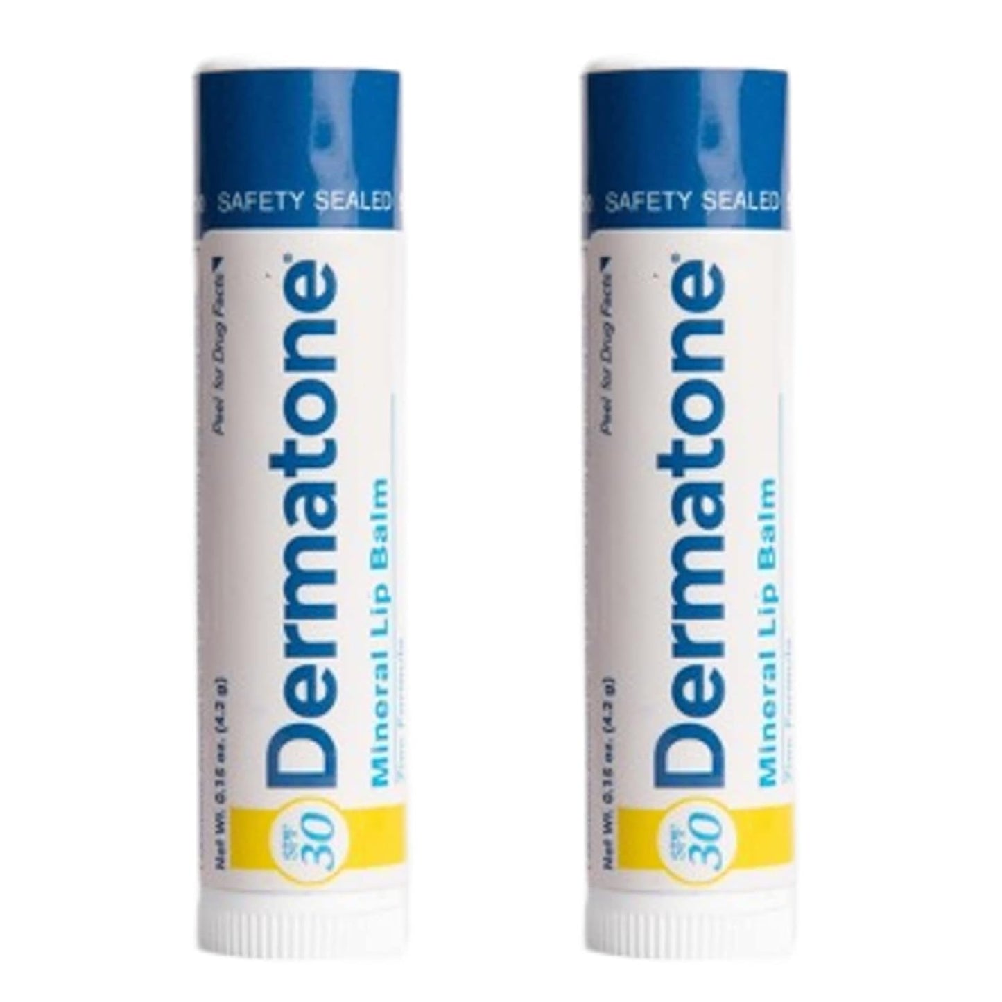 Dermatone Mineral Lip Balm | Moisturizing, Reef Safe, Oxybenzone Free | SPF 30 Sun Protection | Zinc Oxide Lip Sunscreen | Jojoba Seed Oil & Vitamin E | 0.15 oz (2-Pack)