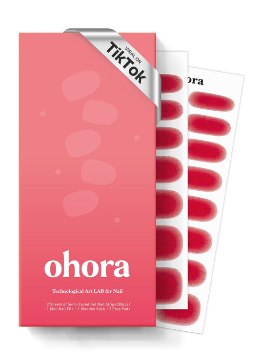 ohora Semi Cured Gel Nail Strips (N Jelly Berry) - Works with Any Lamps, Salon-Quality, Long