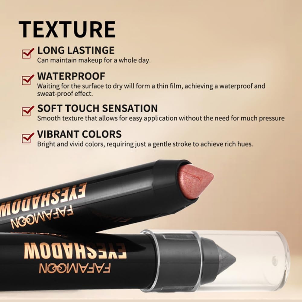 3Pcs Monochrome Cream Shimmer Glitter Eyeshadow Pencil Stick for Women, Eye Shadow Eyeliner Pencil Sticks Makeup, sombras para ojos, Waterproof, Vegan & Cruelty-Free, (03+05+07, 3Pcs)