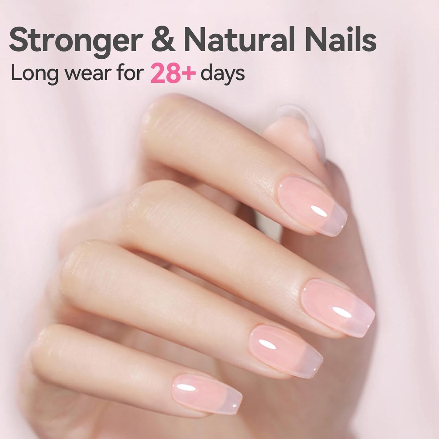 BORN PRETTY Builder Gel for Nails, 8-in-1 Extension Gel Strengthener Gel Hard Builder Nail Gel Base Top Gel, Pink Gel Builder Rhinestone Nail Glue Gel in A Bottle Nails 15ML