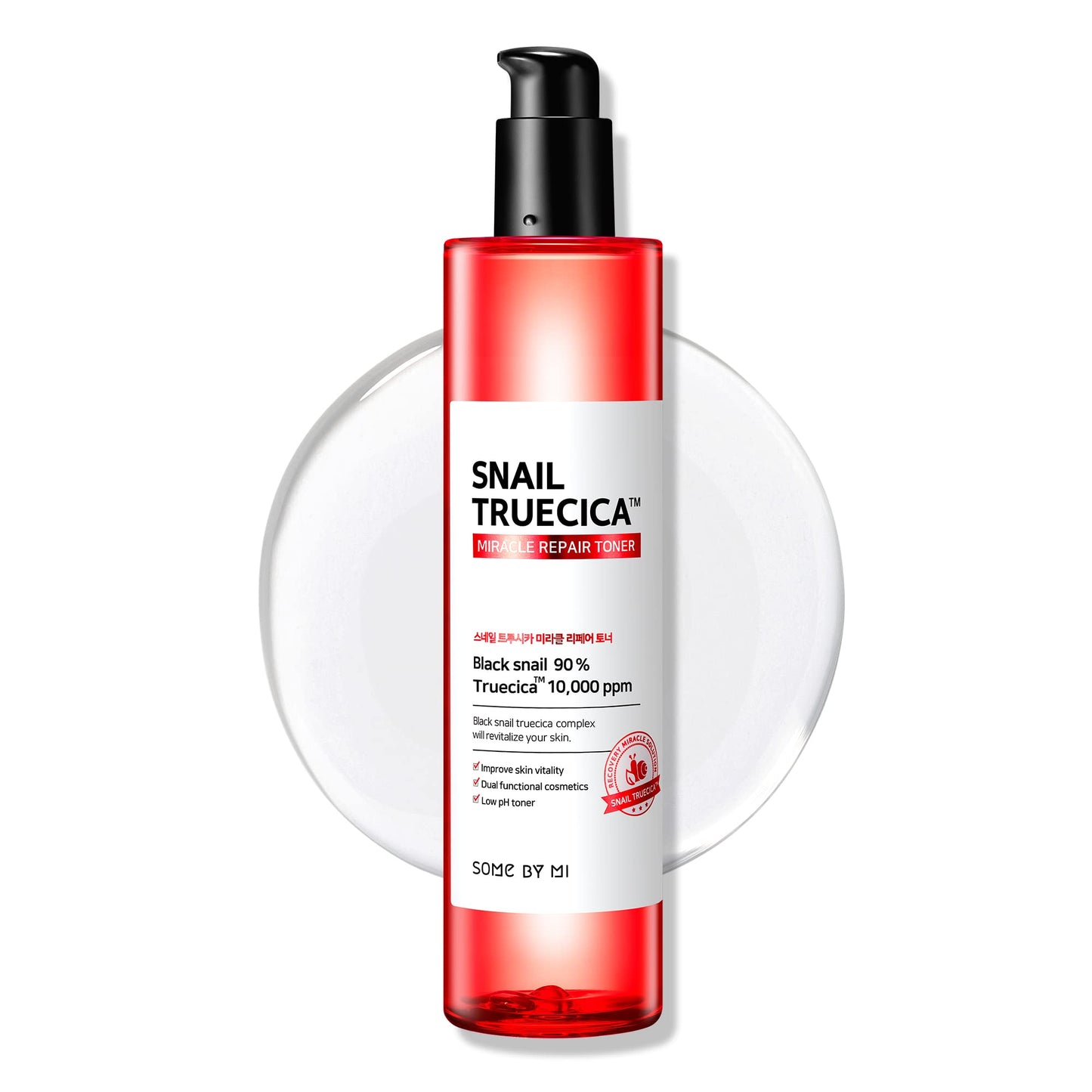SOME BY MI Snail Truecica Miracle Repair Toner - 4.6Oz, 135ml - Made from Snail Mucin for Sensitive