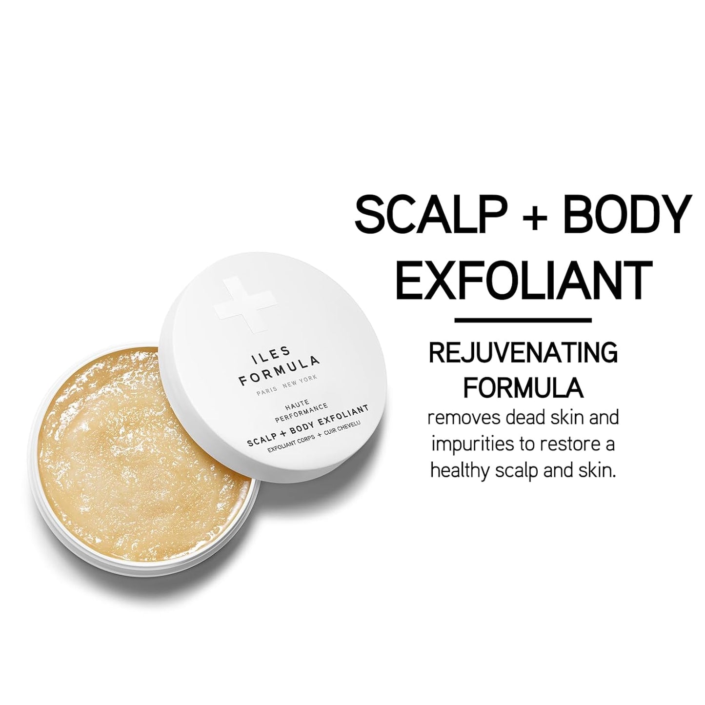 Iles Formula Scalp + Body Exfoliant - Dual Exfoliation with Rice Husk + Alpha Hydroxy Acids From Kiwi Fruit, Gentle Antioxidant - Dead Skin Remover & Rejuvenation - (50 ml) Bergamot Scent