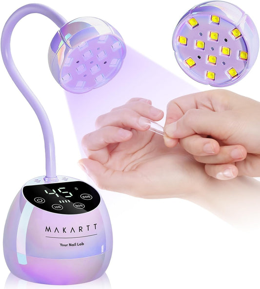 Makartt UV LED Nail Lamp - Gooseneck UV Light for Gel Nails USB 39W Cordless Flash Cure Lamp with 4