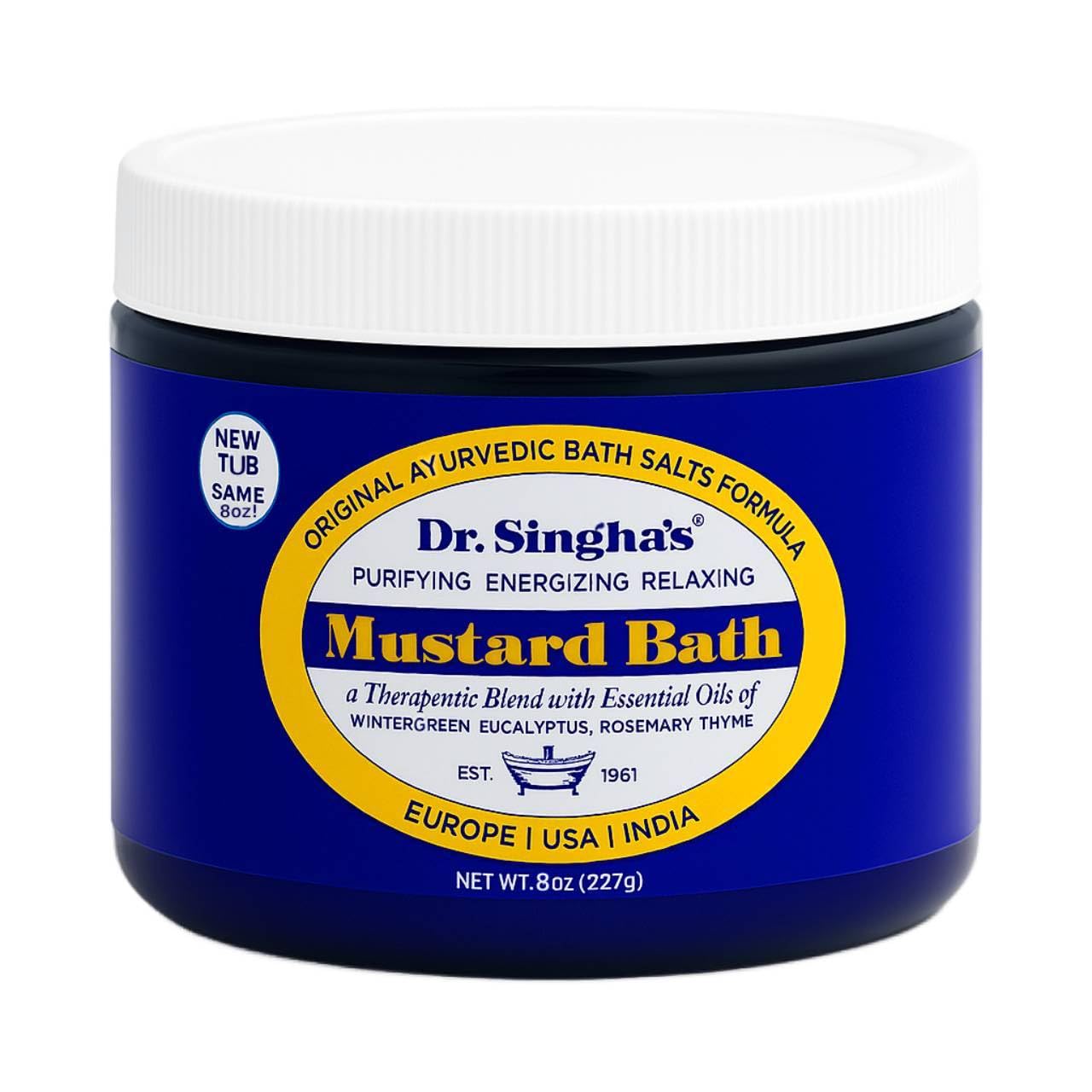Dr. Singha's Mustard Bath Salts - 8 oz Herbal Bath Soak with Essential Oils for a Relaxing and Rejuvenating Experience - Made in USA