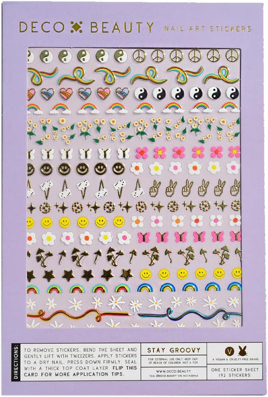 Stay Groovy Nail Stickers - Trendy, Long-Lasting Nail Art Decals – Easy DIY Application for