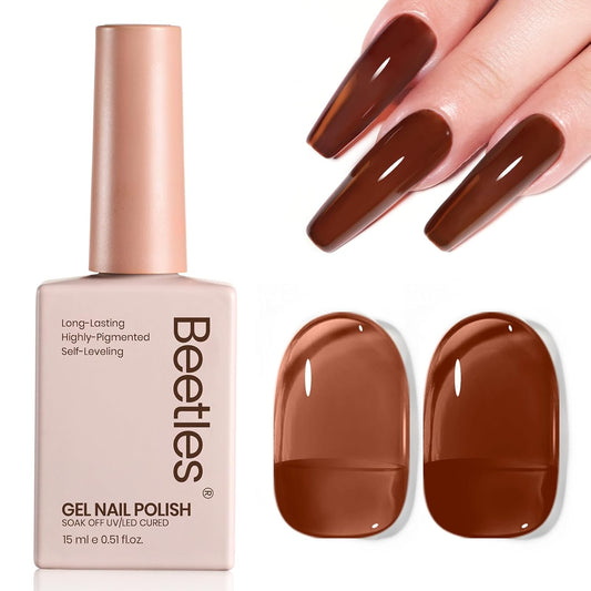 Beetles Brown Gel Nail Polish - 15ML Mocha Brown Jelly Natural Fall Gel Polish Nail Concealer Sheer