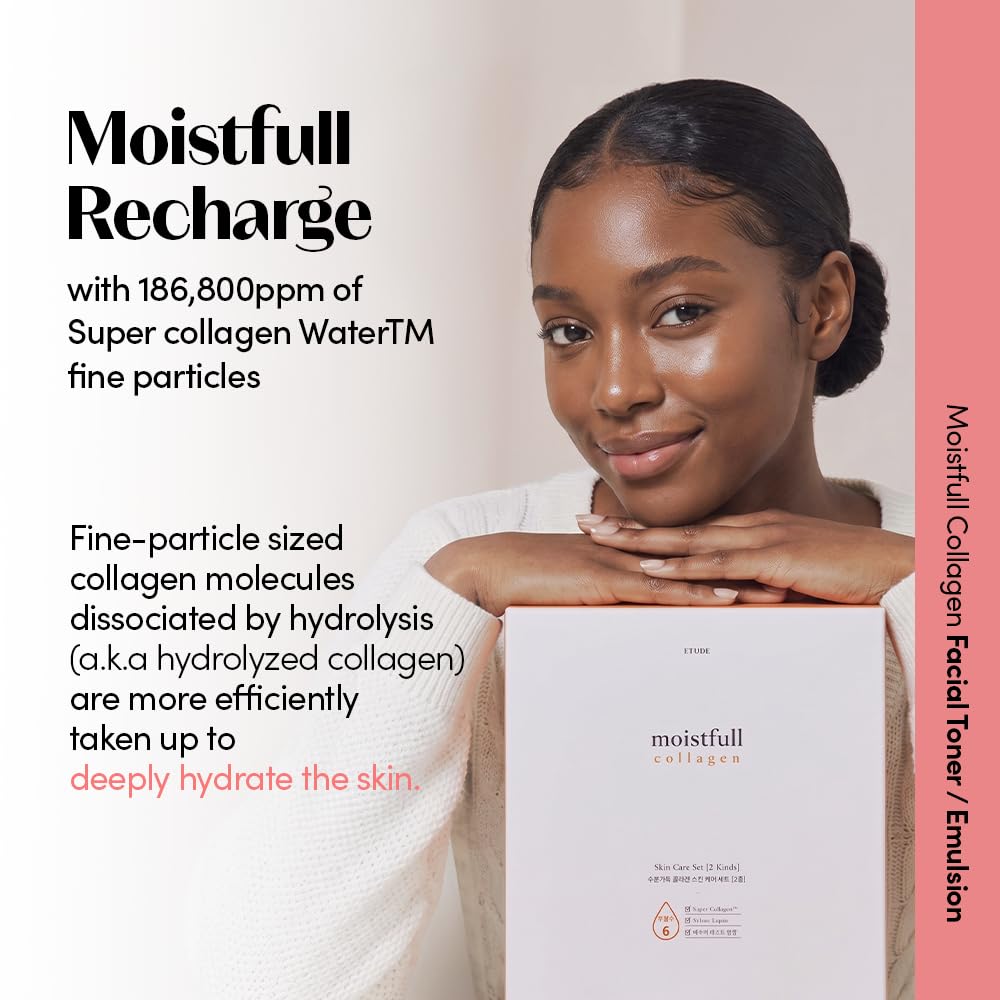 ETUDE Moistfull Collagen Skin Care Set, Perfect for Gift, Facial Emulsion and Toner, Face