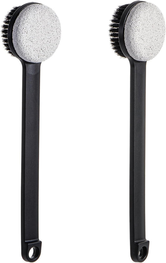 Pumice Stone for Feet with Long Handle (Double-Faced Straight Black Handle, Count, 2.0)