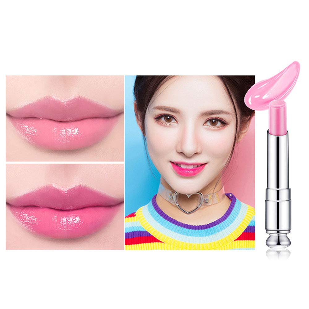 evpct 3Pcs Peach Strawberry Orange Color Changing Change Lipstick Lip Balm Set for Women Korean Magic Lipstick Color Change Changing Lip Tint Tinted Stain Balm Long Lasting Waterproof Crystal Lipstick