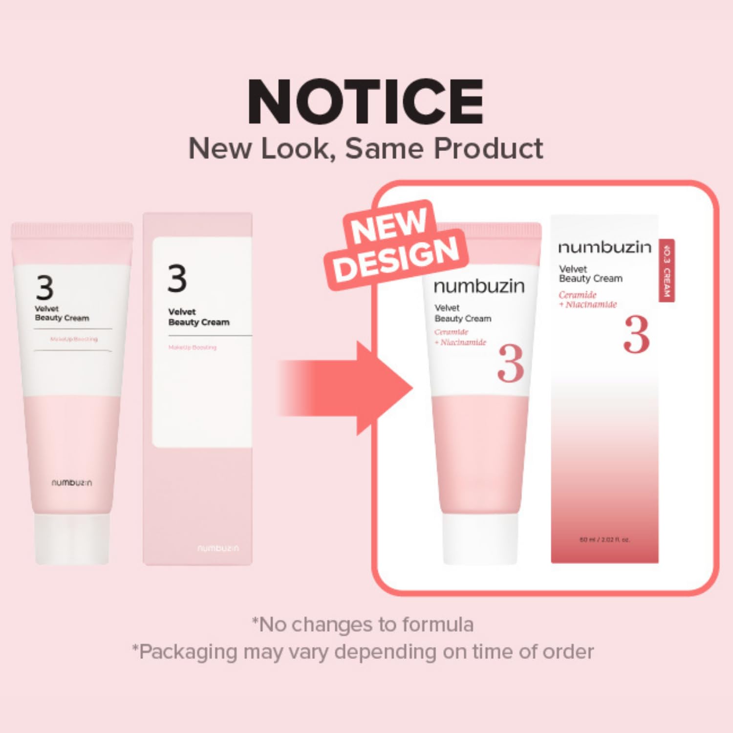 numbuzin No.3 Cream | Velvet Beauty Cream | Hydration, Textured Skin, Poreless, Smooth Skin, Makeup