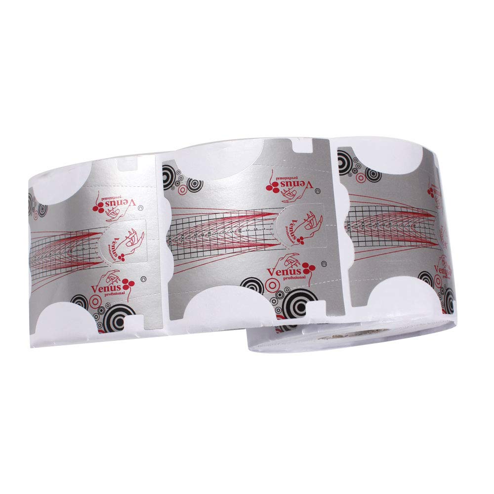 500Pcs Nail Form, Nail Art Guide Stickers for Acrylic UV Gel Nail Tips Manicure Extension Tool (1 Roll / 500 PCS - Sliver)