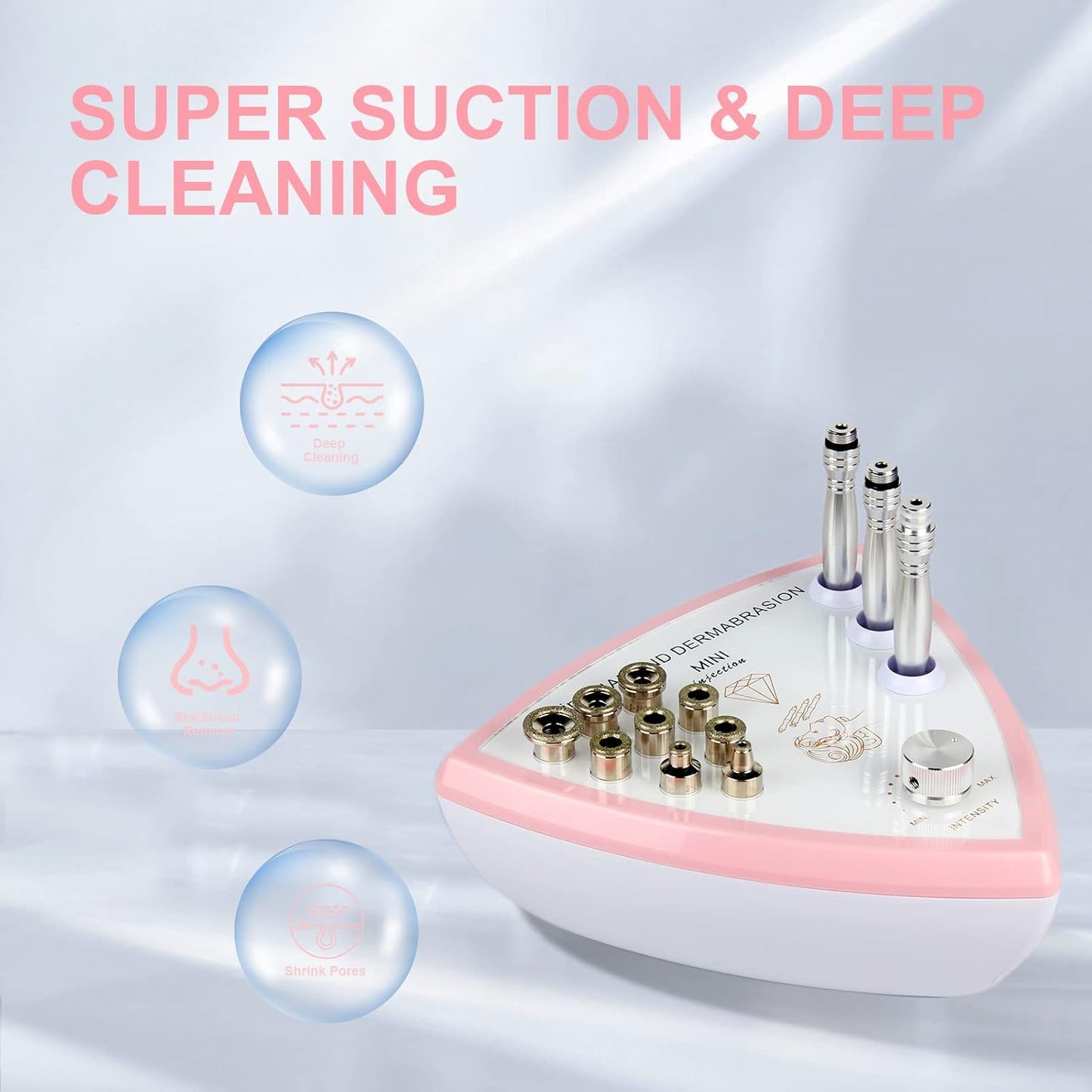 Diamond Microdermabrasion Machine Professional Beauty Facial Skin Care Equipment Microdermabrasion Device with Vacuum Spray for Salon Personal Home Use(Strong Suction Power: 65-68cmhg)