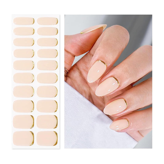 Semi Cured Gel Nail Strips | Built-In Gel Top Coat | UV Light Required | Salon Quality, Easy