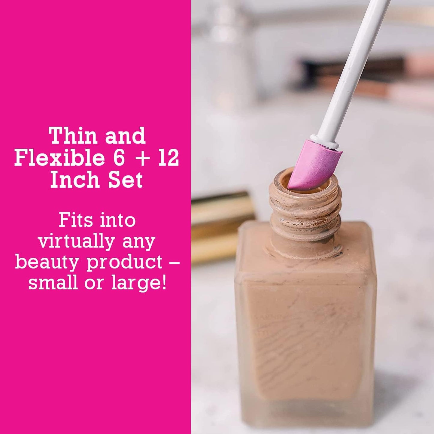 Spatty Daddy Makeup Spatula Set (6 and 12 Inch Pink) Shark Tank Mom Made to Scrape Last Drop of Beauty Products, Foundation, Good Gifts for Women, Teen, Grandma, Mom Stocking Stuffers Under 10 Dollars