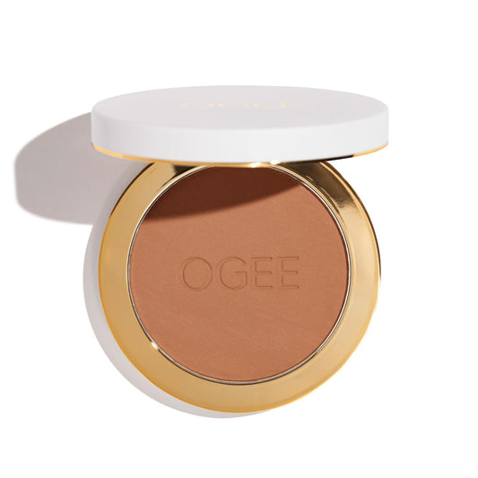 Ogee Sculpted Skin-Perfecting Makeup Setting Powder - Sienna - FULL SET (Case & Refill) - Lightweight Powder Foundation Made with 70% Organic Ingredients