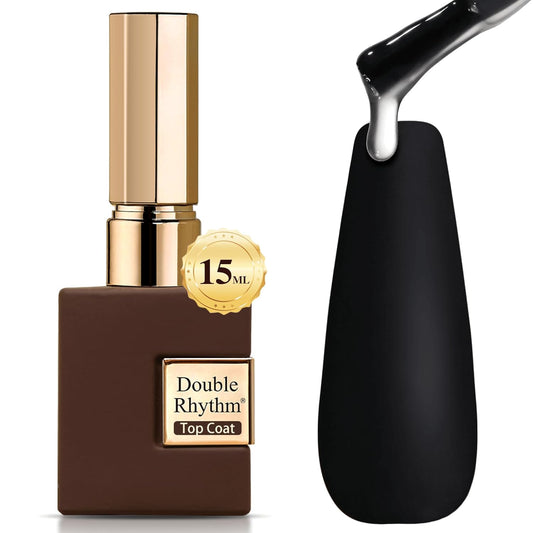 Double Rhythm 15ML No Wipe Gel Top Coat Base Coat Iridescent Glitter Shimmer 2 in 1 Nail Polish