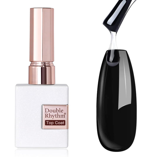 Double Rhythm 15ML No Wipe Gel Top Coat Base Coat Iridescent Glitter Shimmer 2 in 1 Nail Polish
