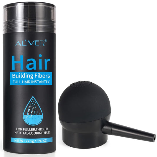 Aliver Hair Fibers for Thinning Hair with Spray Dark Brown - Undetectable Natural Formula - Thicker Fuller Hair in 15 Seconds - Conceals Hair Loss & Look Younger - Designed for Men & Women,0.97Oz