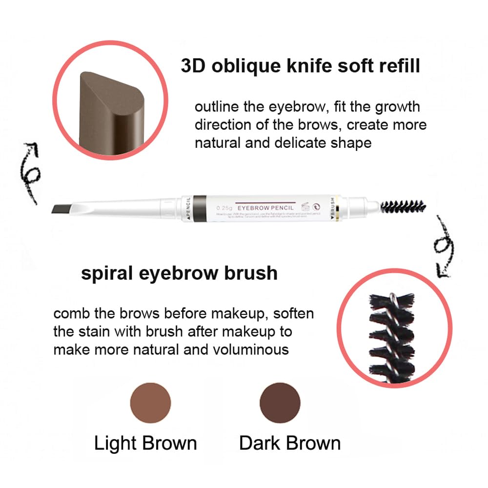 Upgraded Eyebrow Stamp Pencil Kit for Makeup, With Waterproof Pen, Black Eyeliner, Pomade, Specially Customized Blade Shaped Brush and Razor