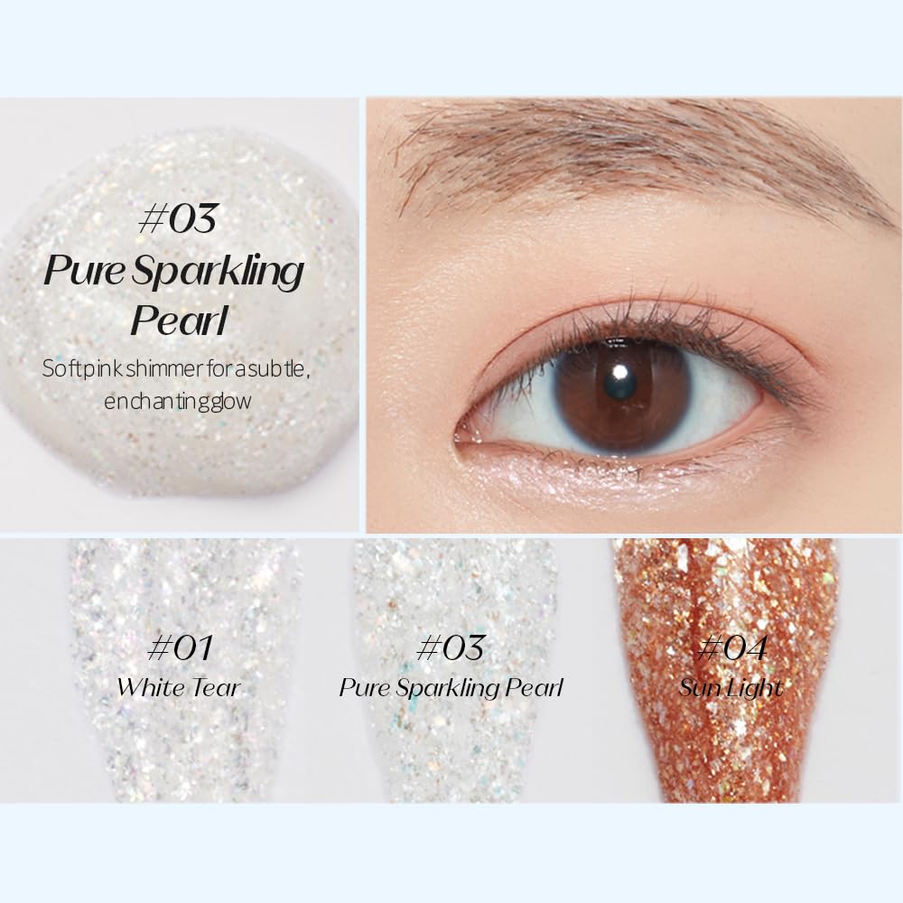 ETUDE Tear Drop Eyeliner, Crystal & Opal Glitter, Smudge-Proof Sparkle, Long-Lasting Formula, All