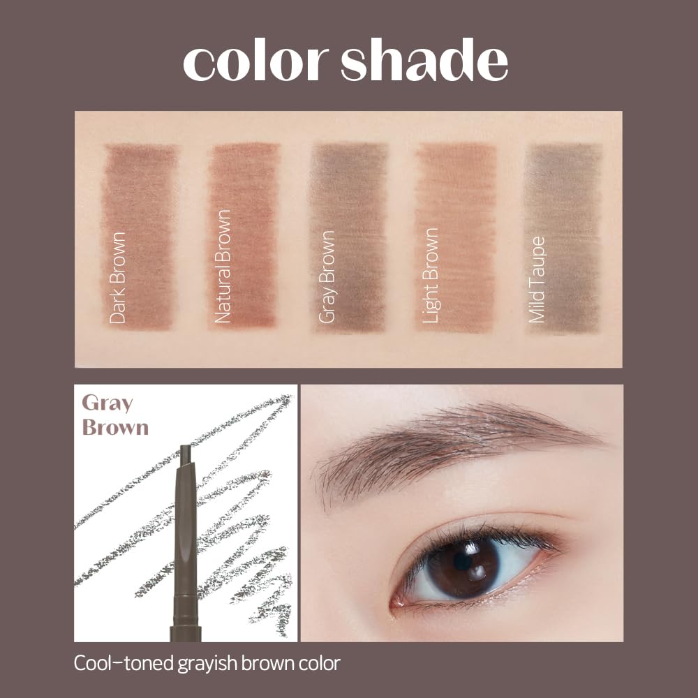 ETUDE Bare Edge 3D Eyebrow Pencil, Grey Brown, Natural-Looking
