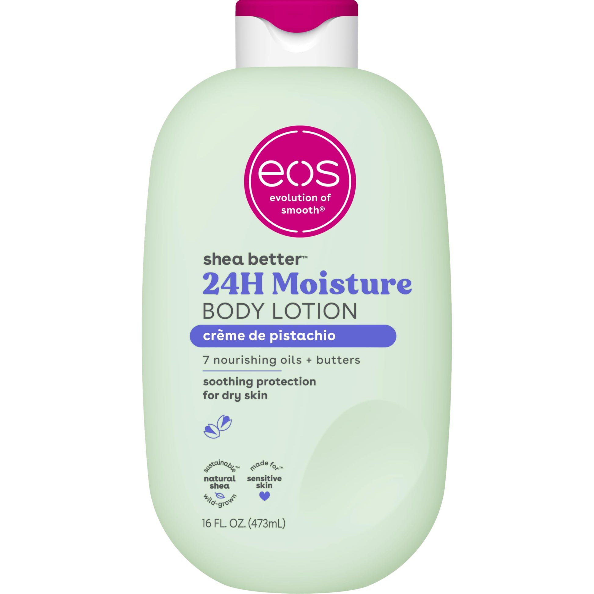 eos Shea Better Body Lotion- Crème de Pistachio, 24-Hour Moisture Skin Care, Lightweight &