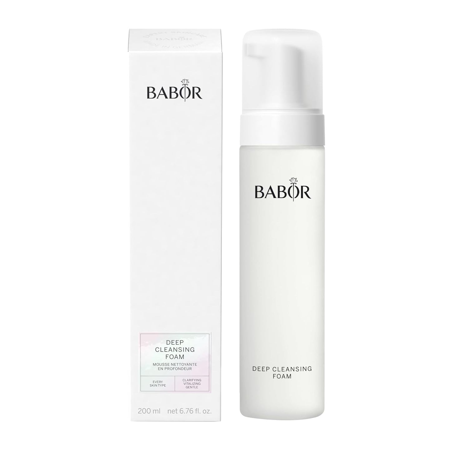 BABOR Deep Cleansing Foam, Gentle Facial Wash Removes Impurities While Balancing Moisture, Hydrating Cleanser Infused with Glycerin, Leaves Skin Soft & Radiant, 6.7 oz