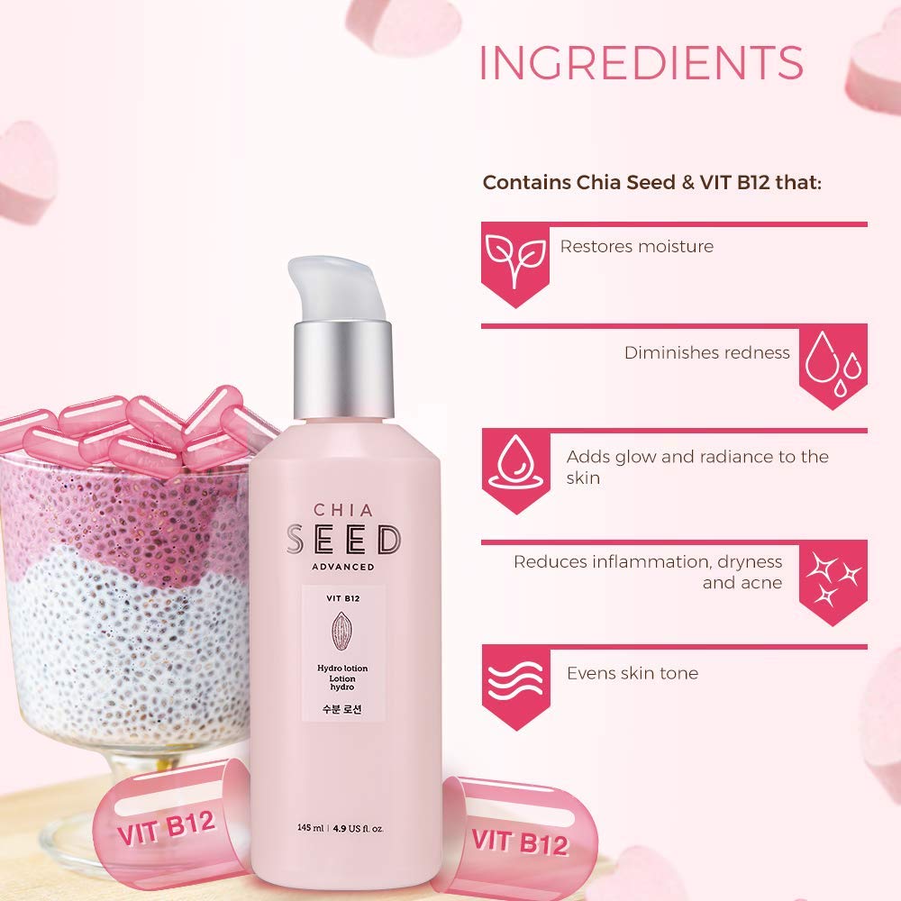 THE FACE SHOP Chia Seed Hydro Lotion | Soft Hydrating Lotion for Skin Moisturizing & Nourishing