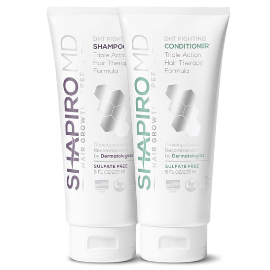 Shapiro MD Hair Growth Experts Hair Loss Shampoo and Conditioner, DHT Fighting Vegan Formula for Thinning Hair Developed by Dermatologists, Experience Healthier, Fuller & Thicker Looking Hair