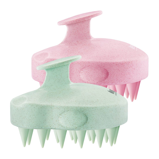 HEETA Scalp Massager 2 Pack for Hair Growth, Soft Silicone Bristles to Remove Dandruff and Relieve Itching, Scalp Scrubber for Hair Care, Shampoo Brush for Wet Dry, Pink & Green