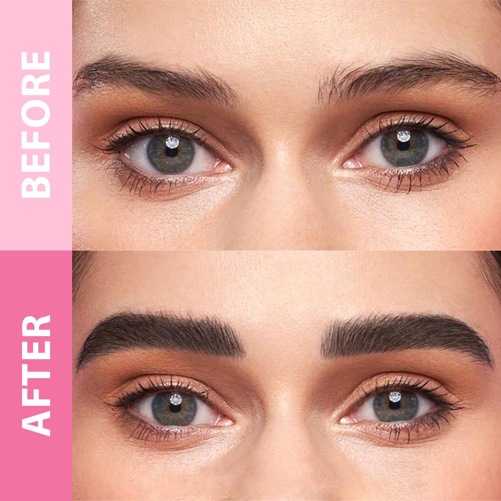 evpct 1Pcs Black Magic Microblading Eyebrow Contouring Pen Brow Pencil, with 4 Brush Micro-Fork-Tips Precise Applicator, with Dual-ended Eyebrow Brush, Hair Like Strokes, Natural Looking Brows