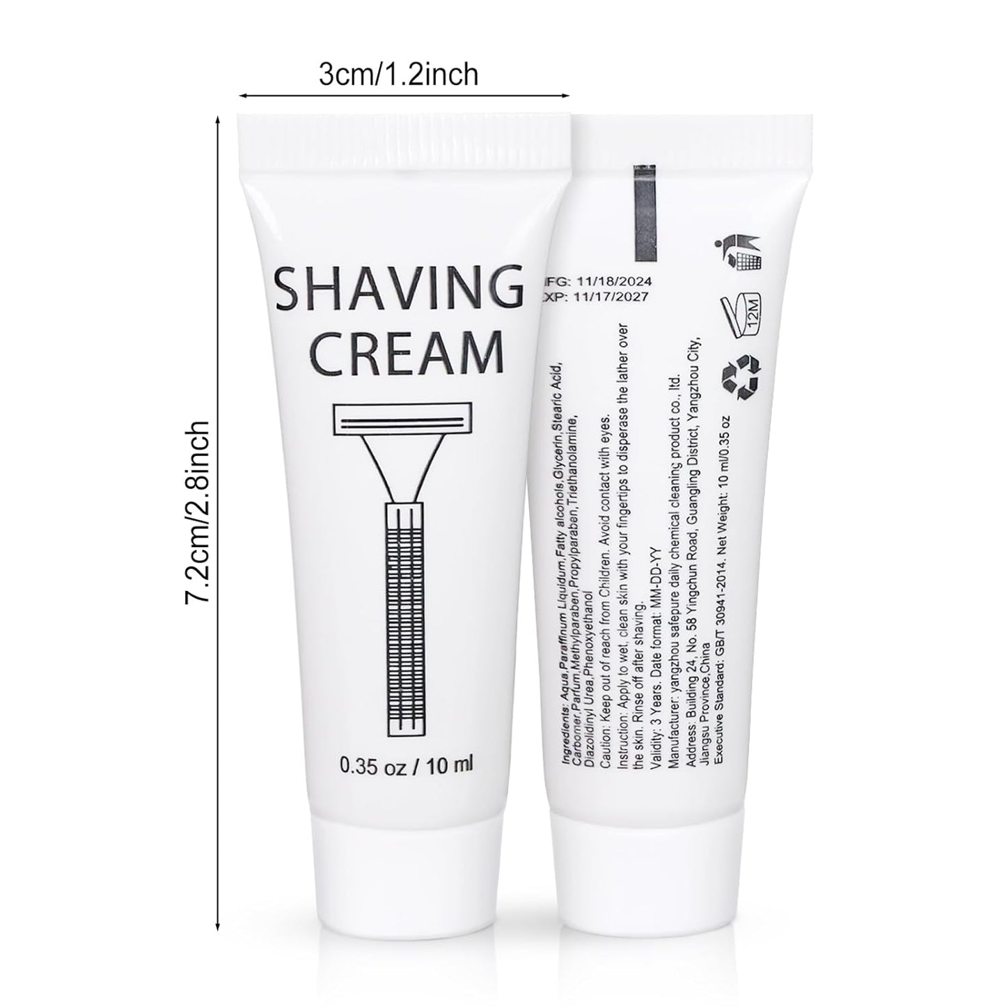 Pack of 300 Disposable Shaving Cream Bulk, Individually Wrapped, 10g/0.35 oz, Travel Size Hotel Toiletries Amenities
