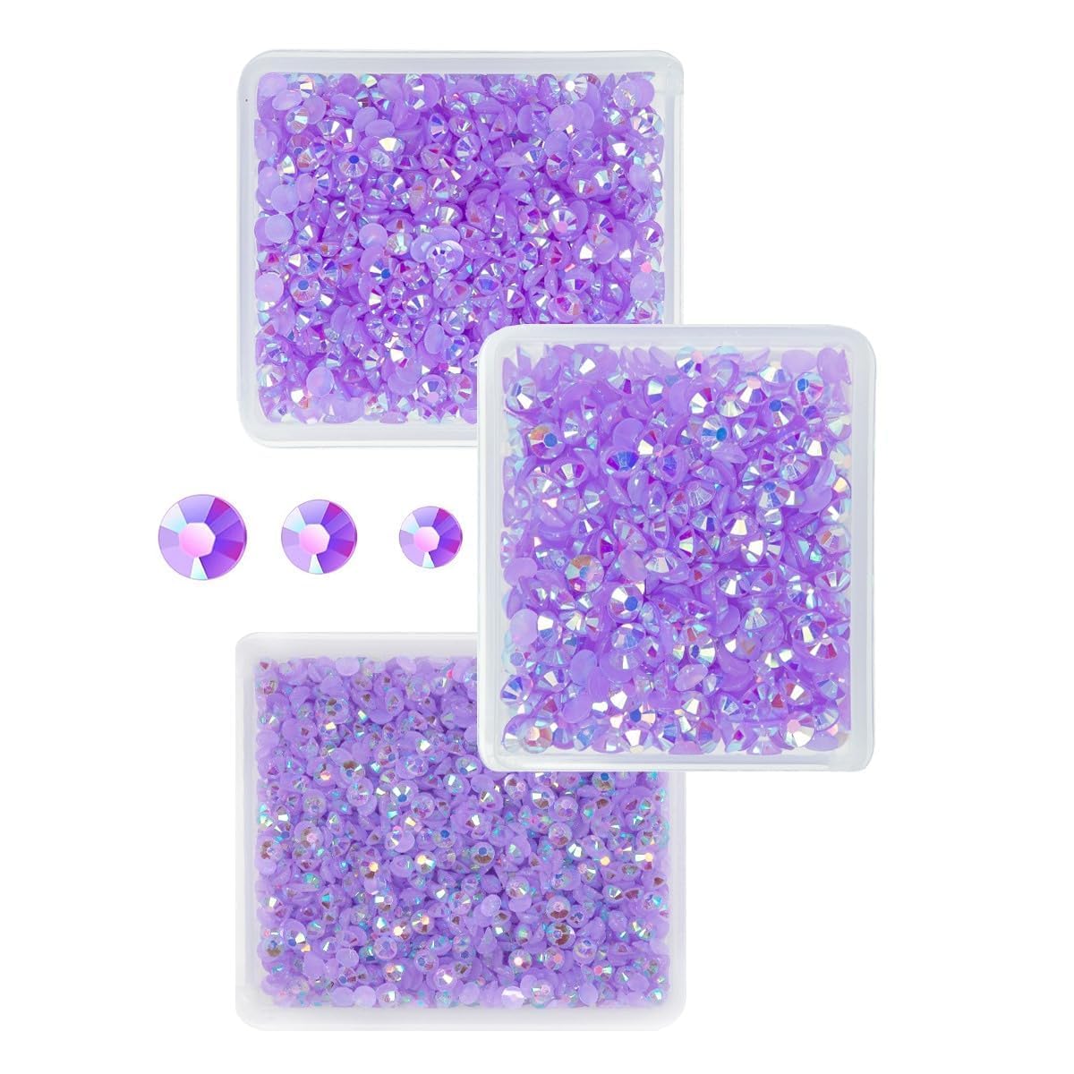 Light Purple AB Resin Rhinestones for Crafting 3mm 4mm 5mm Violet Flatback Jelly Stones Bulk SS10 SS16 SS20 Non-Hotfix Diamonds Crystals Gems for Nails Face Eyes Makeup Tumblers Bottles Crafts