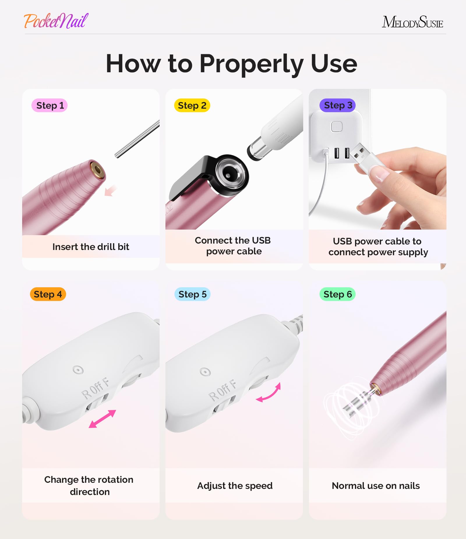 MelodySusie Pen-Shaped Nail Drill PocketNail PC100G for Nail Beginners