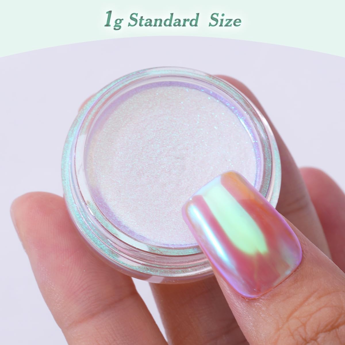 Pretty Diva Mermaid Chrome Nail Powder, Aurora Iridescent Chrome Powders for Nails Unicorn Nail Chrome Mica Powder, Nail Art Glitter Decoration for Home DIY Salon Manicure Pigment