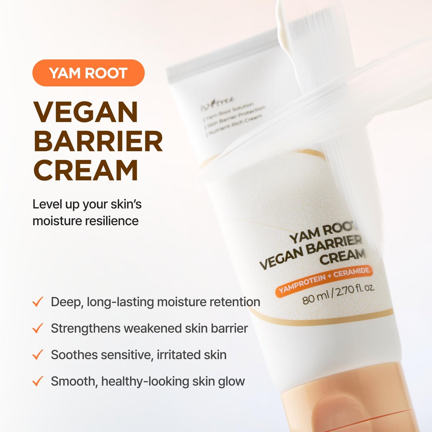 IsNtree Yam Root Vegan Barrier Cream 80ml 2.70 fl.oz – High-Density Moisturizer | Deep Hydration &