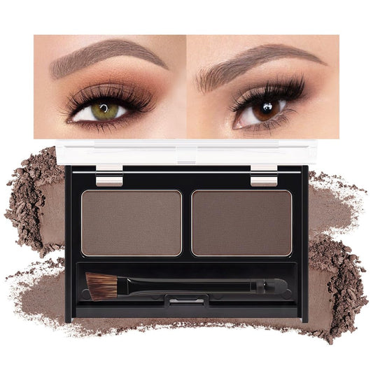 Light Dark Brown Eye Brow Powder Kit for Women, Medium Coffee Eyebrow Powder Palette with Brush,Brow Color Filler Get Full Defined Natural Brows, Highlight Contour sombra para cejas, Vegan