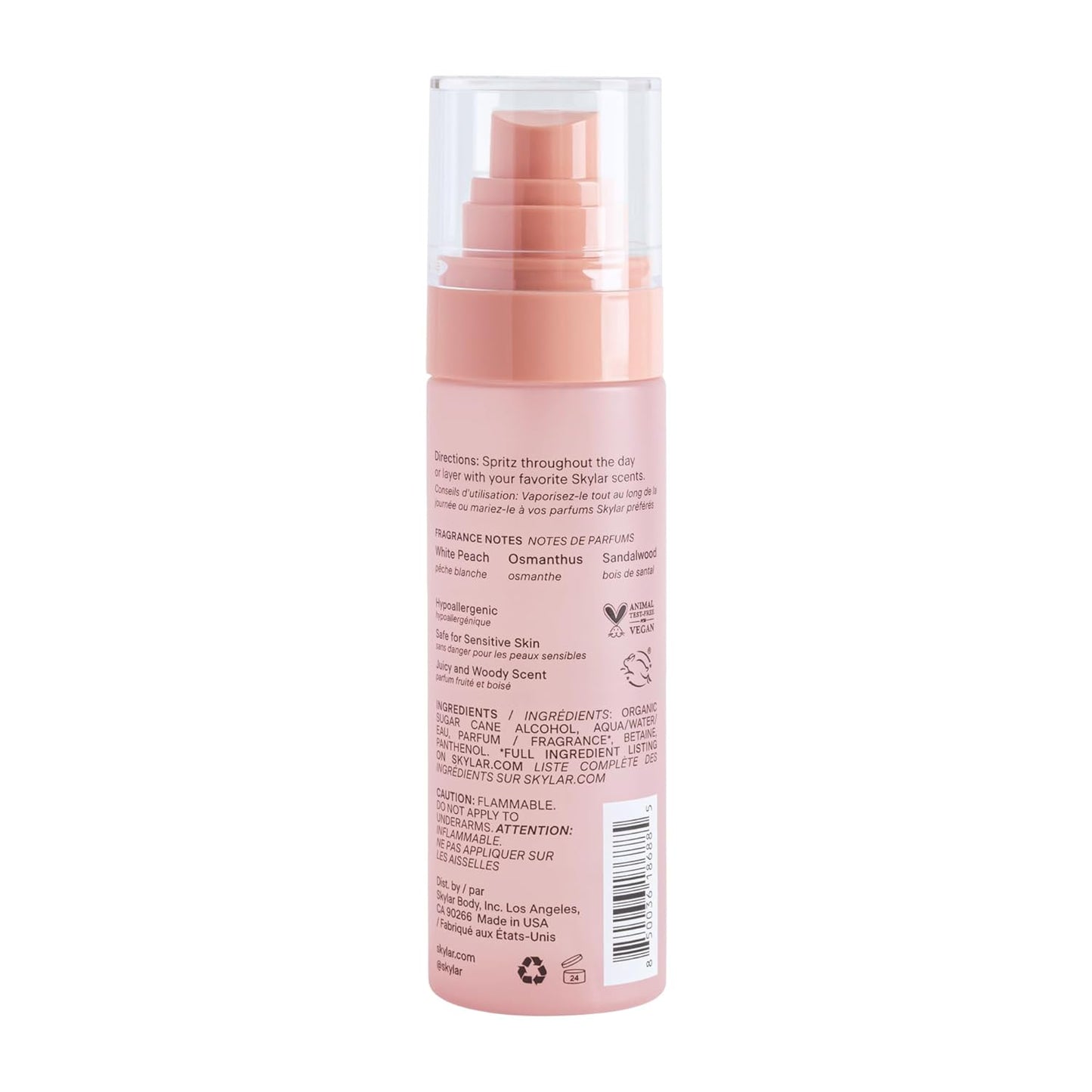 Skylar Peach Fields Hair & Body Mist | Hypoallergenic & Clean Fragrance | Vegan, Cruelty Free, and Safe For Sensitive Skin | 80 ML, 2.7 Fl Oz
