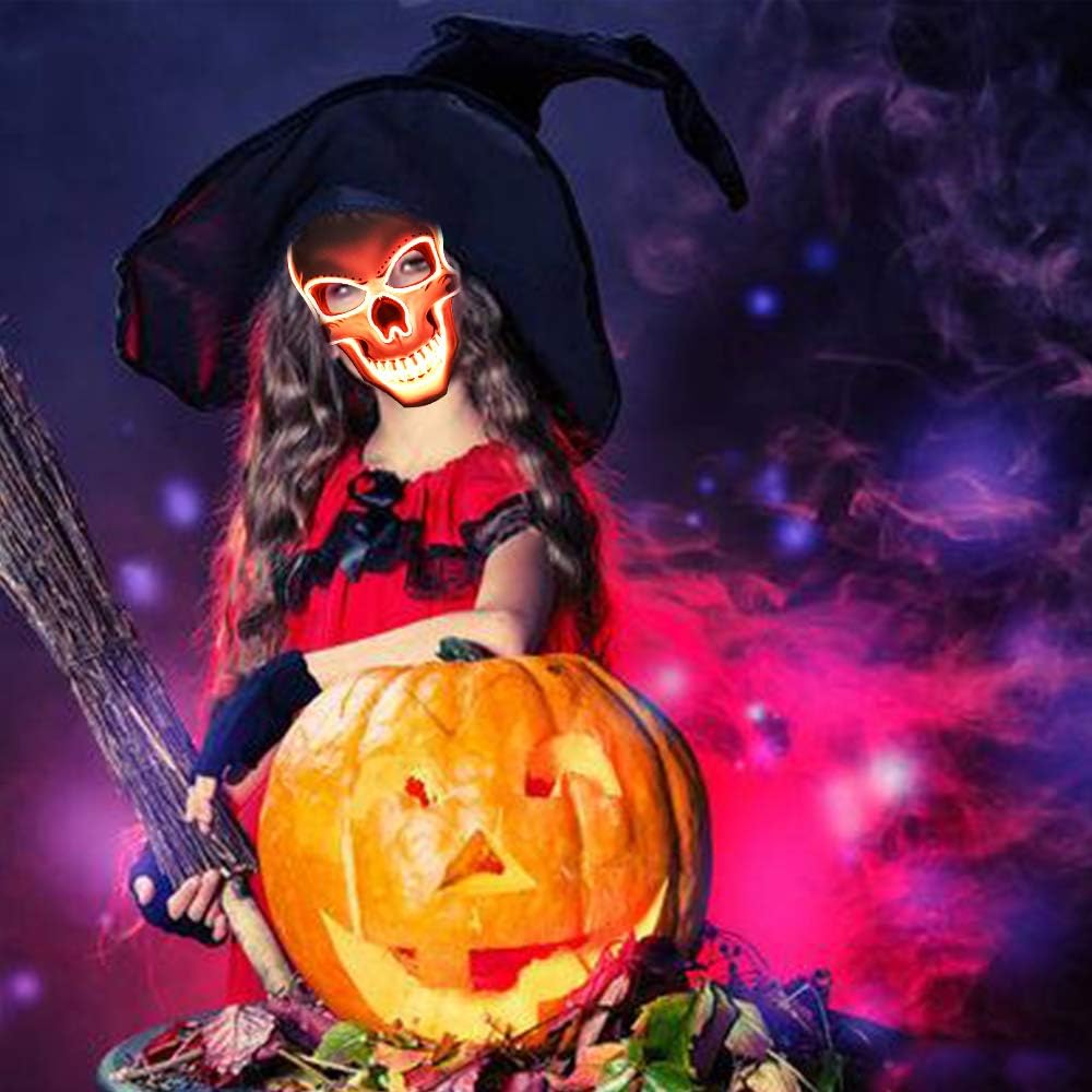 OceanWings Halloween Mask LED Light up Costumes Scary Mask for Party Supplies Favor