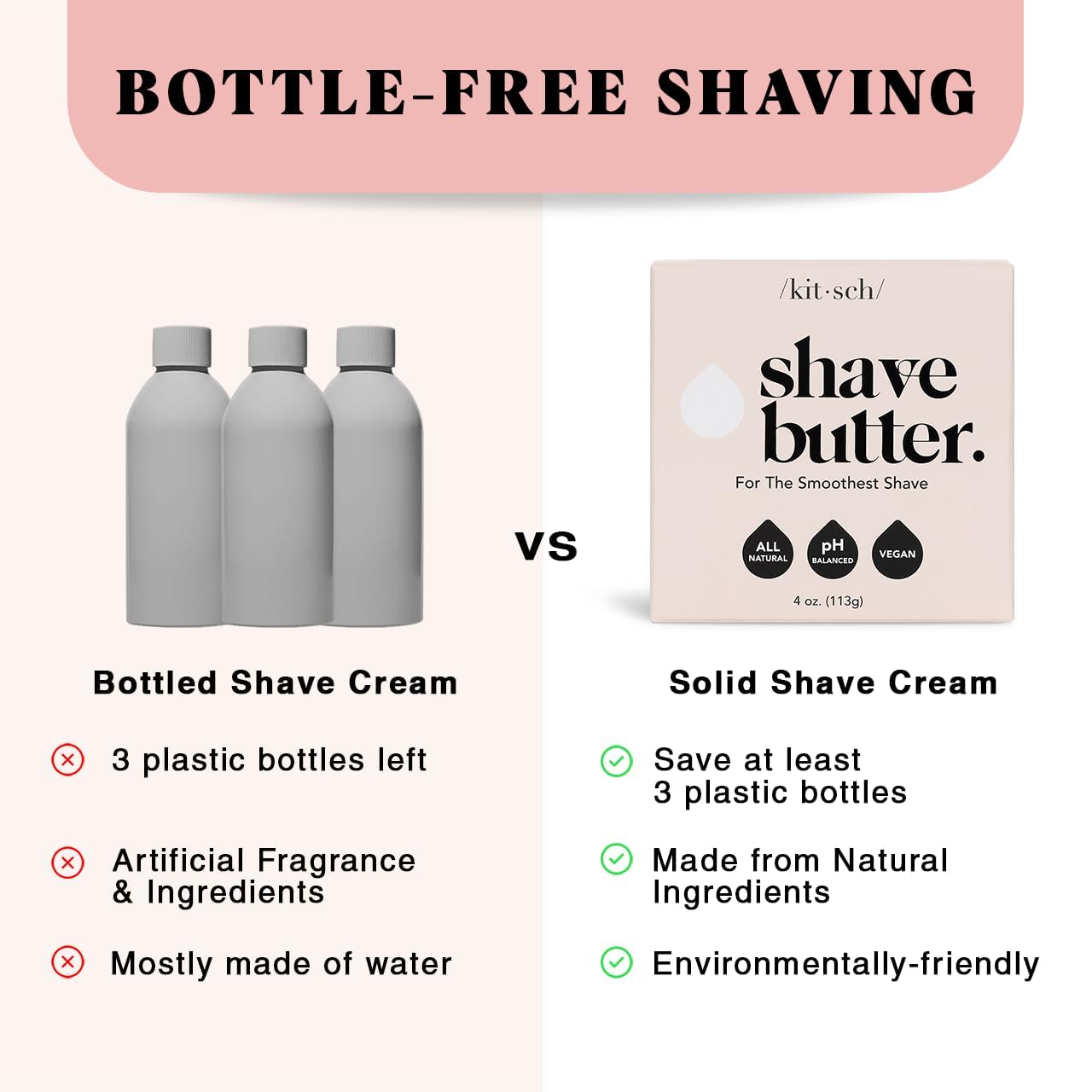 Kitsch Shaving Soap for Women - Hydrating Shave Butter & Shave Soap Bar - Nourishing Bar Soap for Smooth, Irritation-Free Shave – Paraben, Silicone & Sulfate-Free - Vegan, Made in USA - 4 oz