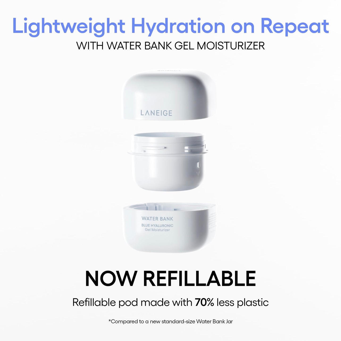 LANEIGE Water Bank Blue Hyaluronic Gel Moisturizer Refill: Lightweight Hydrating Face Gel with Mint
