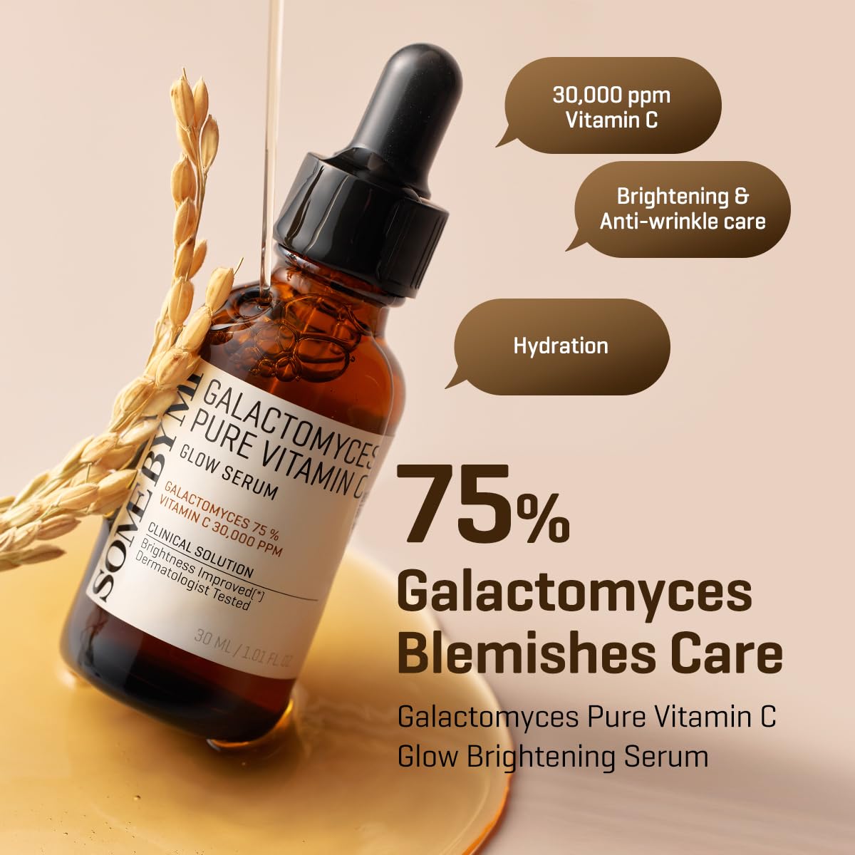 SOME BY MI Galactomyces Pure Vitamin C Glow Serum - 1.01Oz, 30ml - Korean Vitamin C Face Serum for