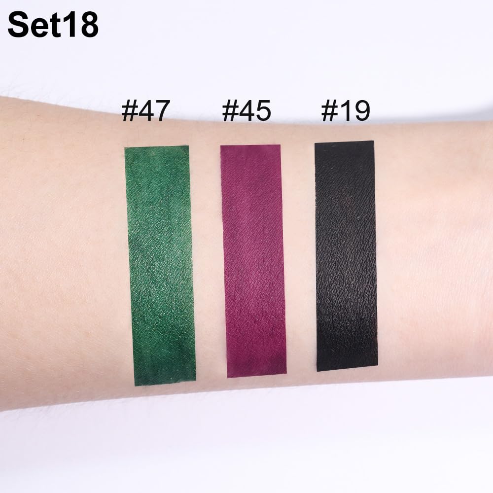 evpct 3Pcs Dark Black Grape Plum purple Emerald Green Matte Liquid Lipstick Lip Stain Sets for Women Matte+Lipstick Long Lasting 24 hr Hours Magic Lipstick 24 Hours original Waterproof 18#